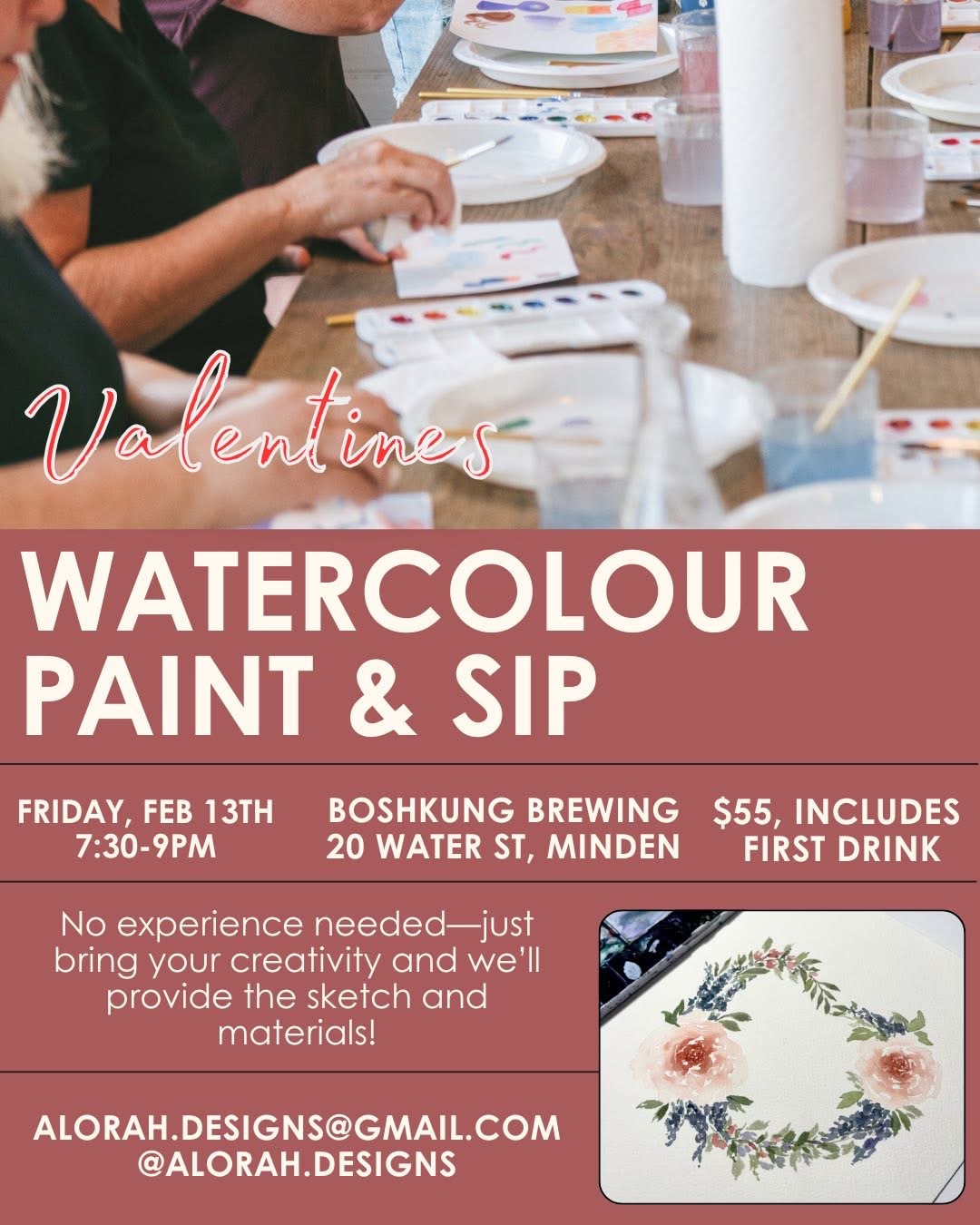 Valentine’s Watercolour Paint & Sip